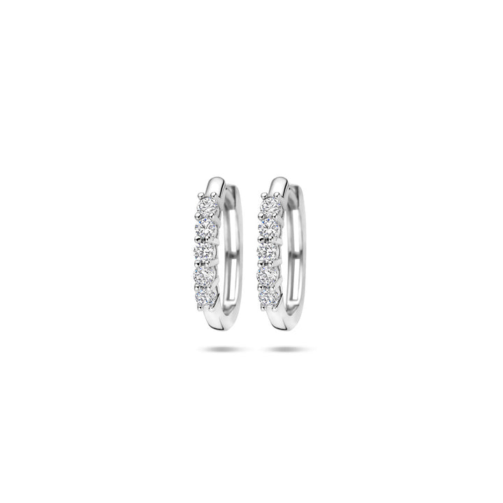 Zilveren klapoorringen met zirkonia – gerhodineerd 925 zilver