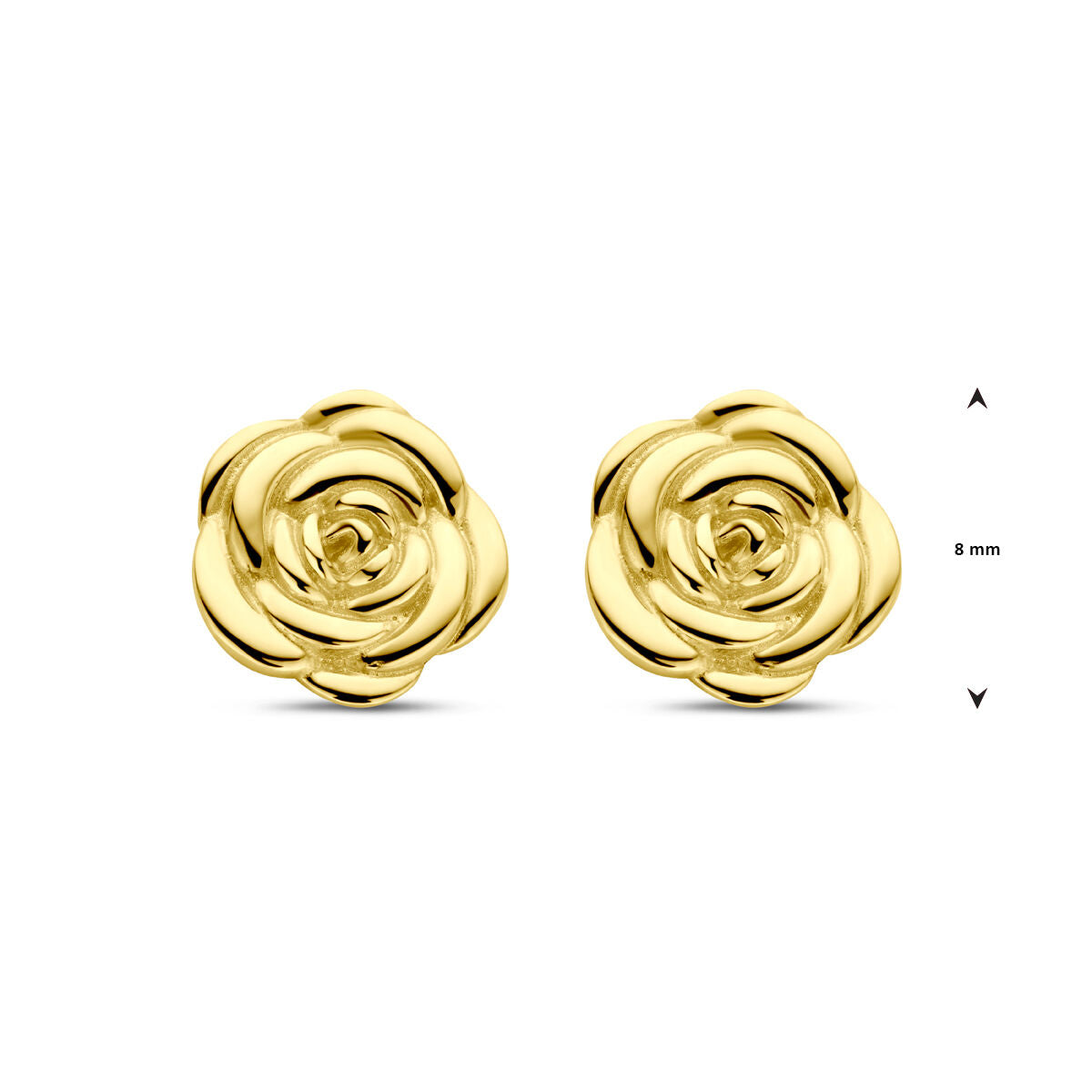 pendientes de botón rosa 8 mm 14K oro amarillo