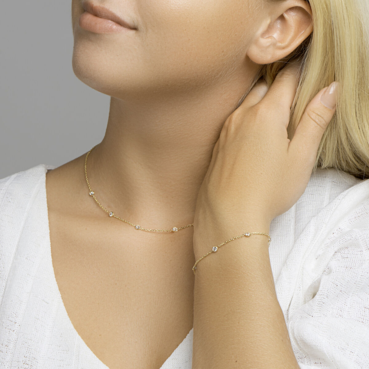 pulsera de zirconia 17 + 2 cm 3 micrones plata chapado en oro amarillo