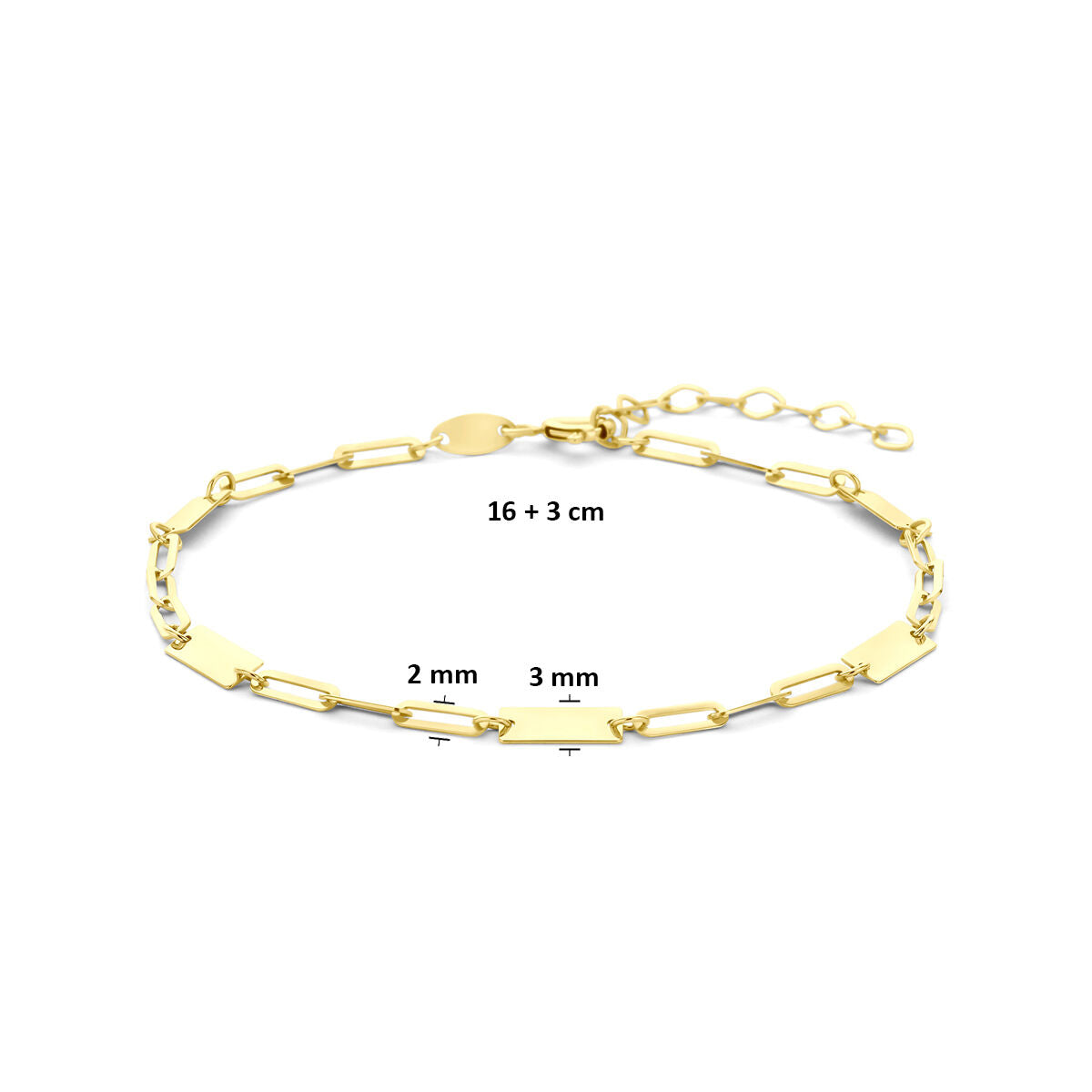 Pulsera chapada en oro amarillo con placas – 9k