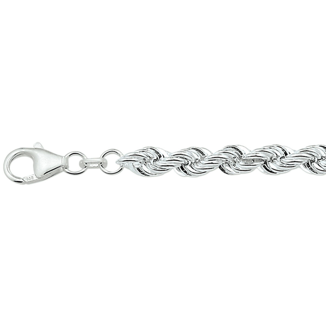 armband koord massief 5,5 mm 19 cm zilver gerhodineerd