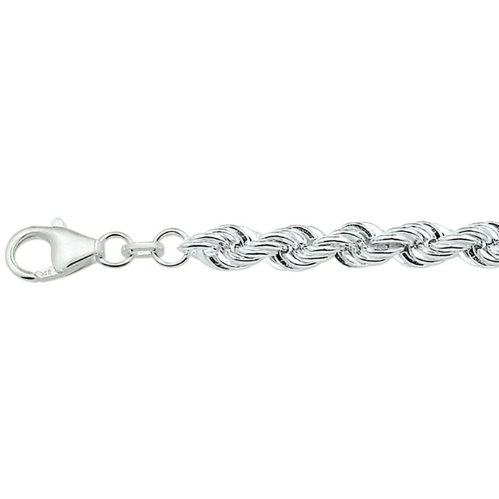 armband koord massief 5,5 mm 19 cm zilver gerhodineerd