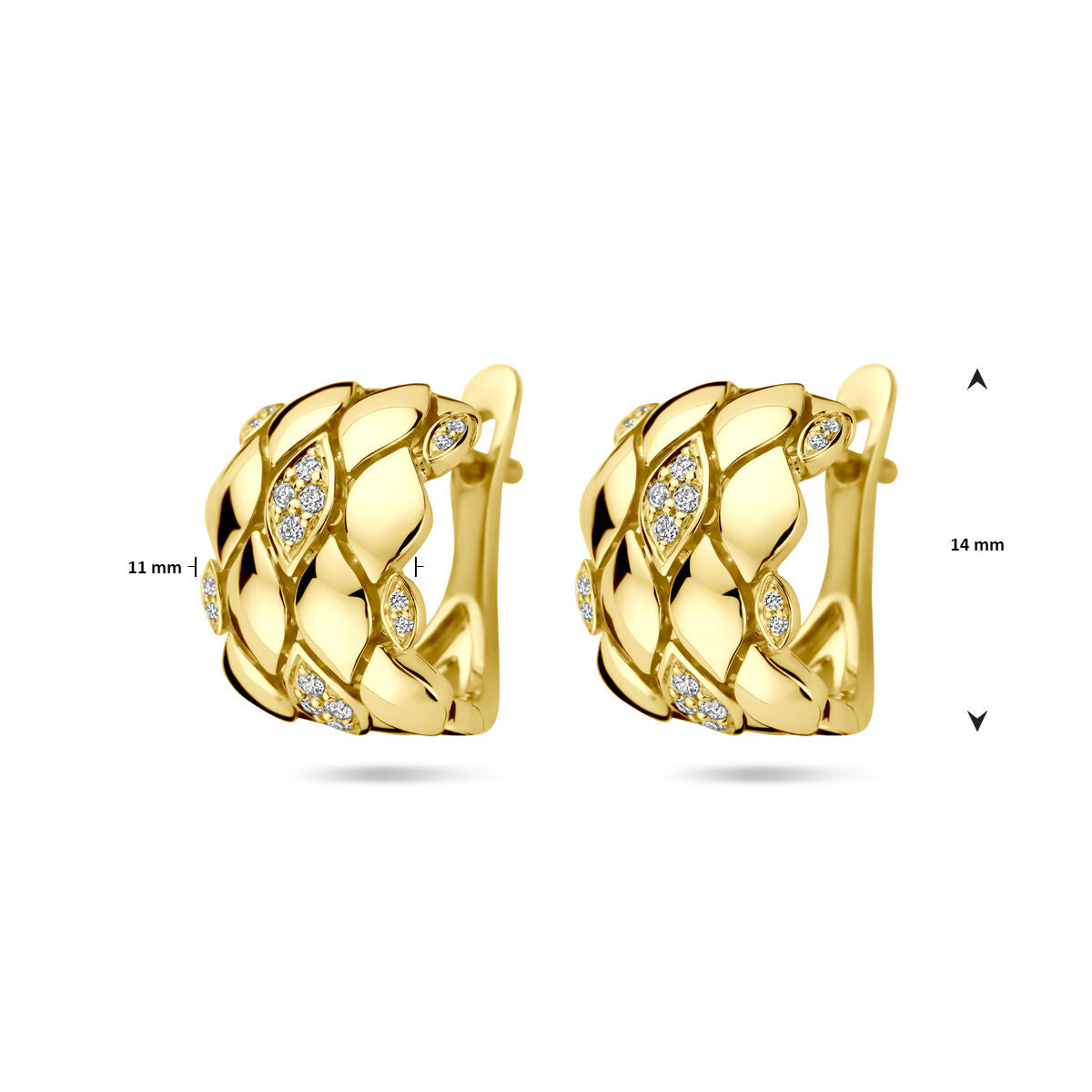aros diamante 0.16ct (2x 0.08ct) h si 14 mm oro amarillo 14K