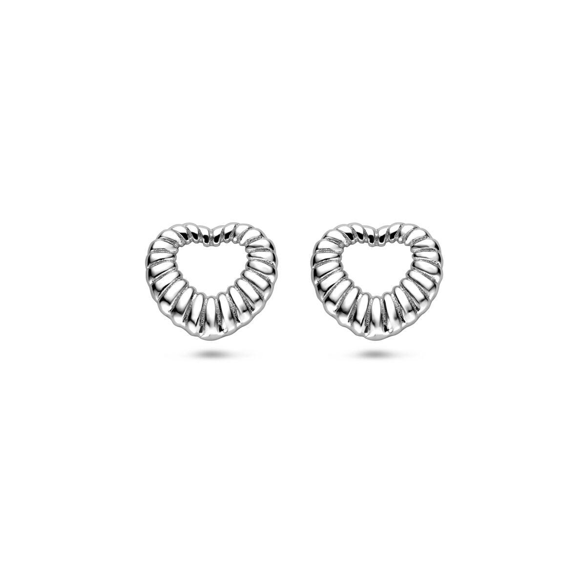 Pendientes de botón en forma de corazón – plata 925 rodiada