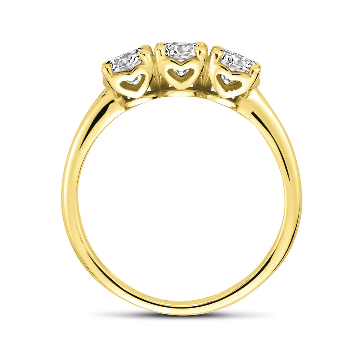 Anillo de mujer de oro amarillo de 14k con diamante cultivado en laboratorio de 0.90ct