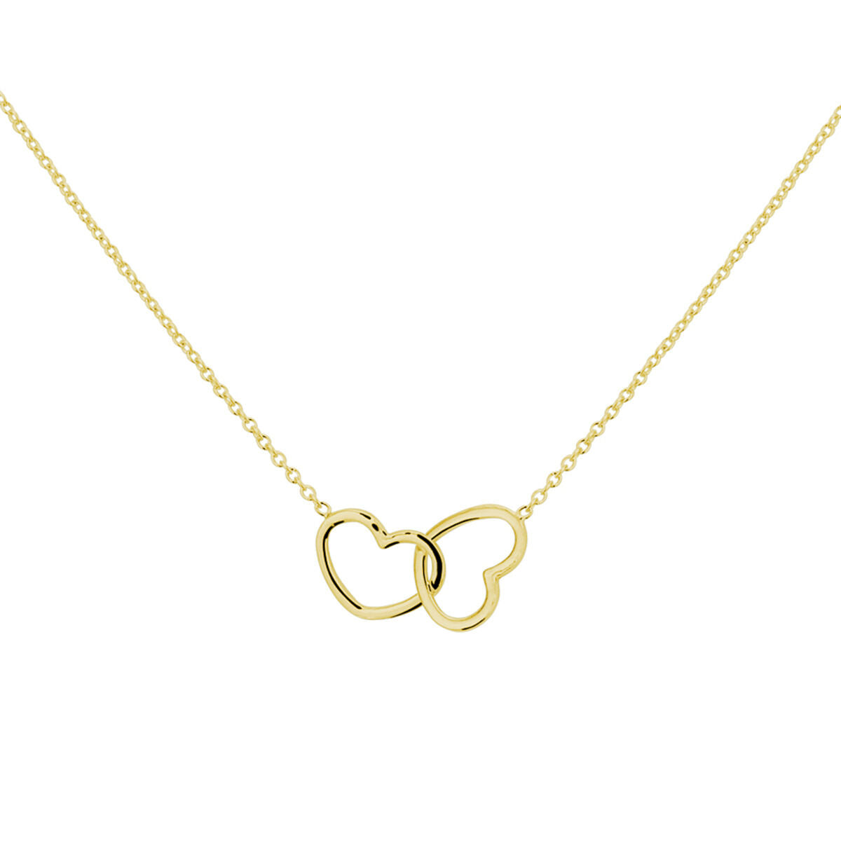 Collar de corazones en plata dorada de 3 micrones, con cadena de 40 + 5 cm.