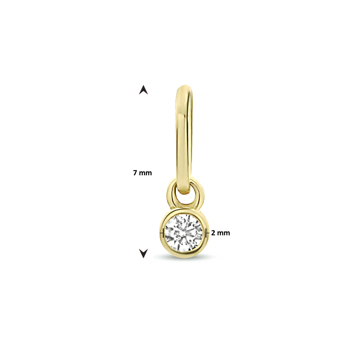 colgante redondo de circonita en oro amarillo de 14K