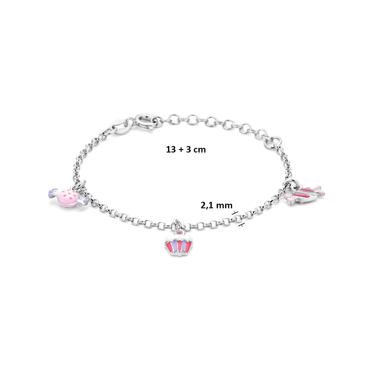 Pulsera infantil de plata – plata 925 rodiada con acentos de color