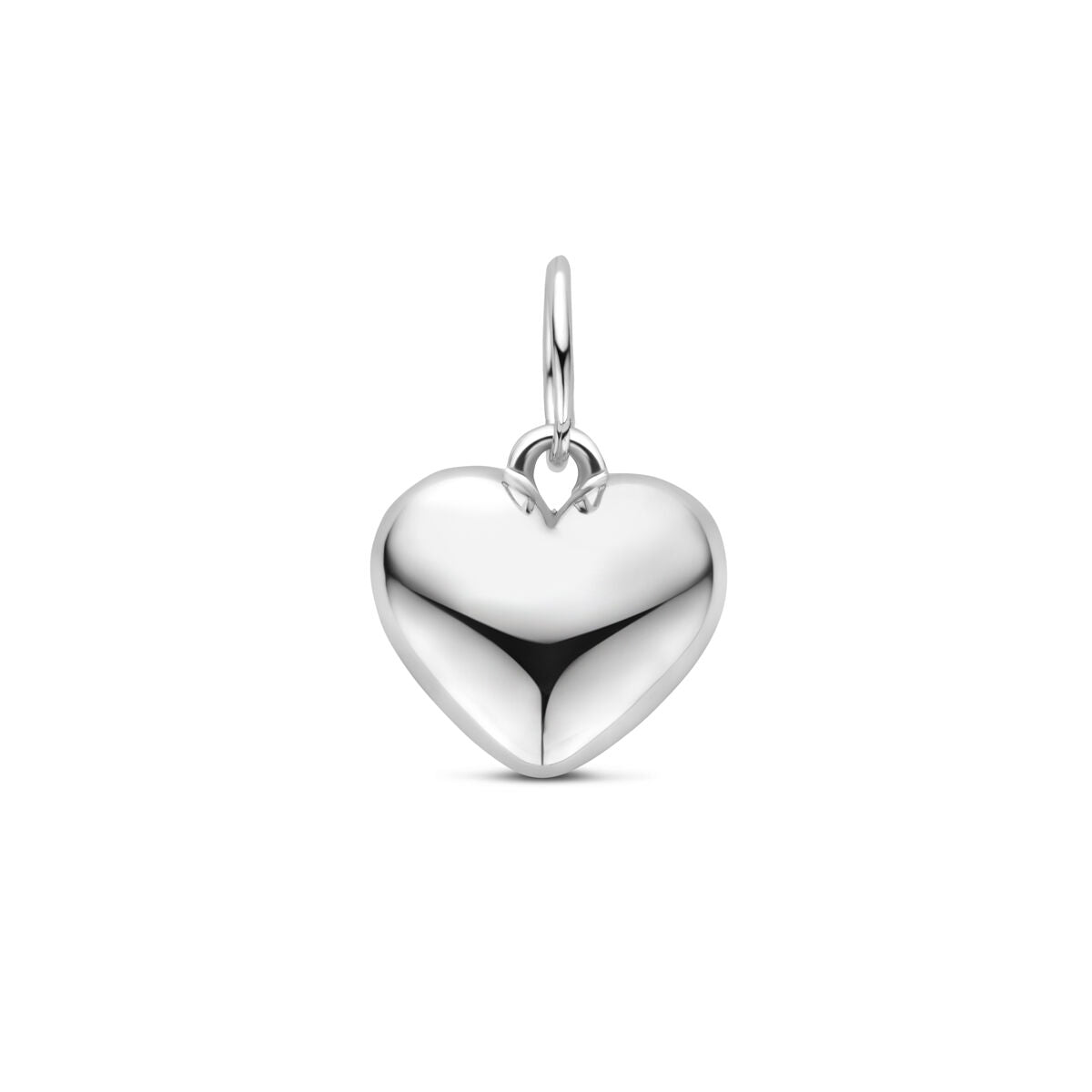 Colgante en forma de corazón de 12,5 mm, plateado y con acabado de rodio.