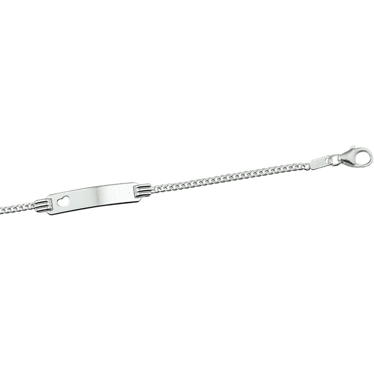 Pulsera de plata rodiada con placa gourmet en forma de corazón, de 4,8 mm y ajustable de 13 a 15 cm.