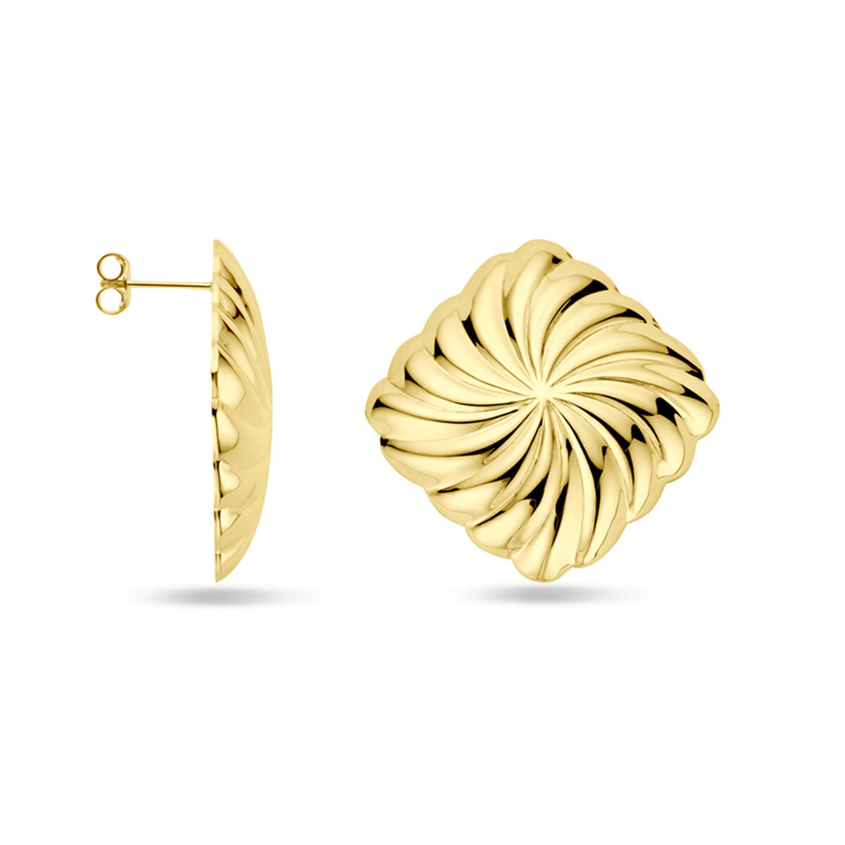 pendientes de botón 1 micron plata chapado en oro amarillo