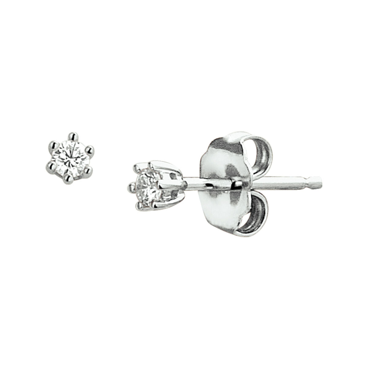 Pendientes de diamante de 0.10 ct (2x0.05 ct) en oro blanco de 14K, con diseño de flor.