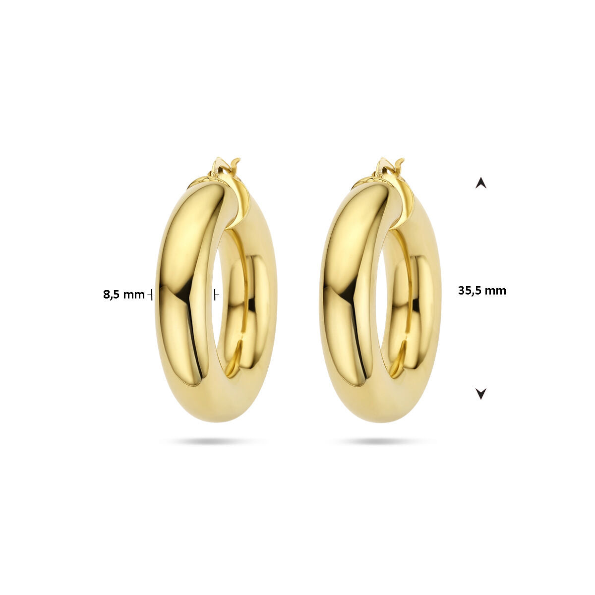 aros 8,5 mm tubo redondo 1 micrón plata chapado en oro amarillo