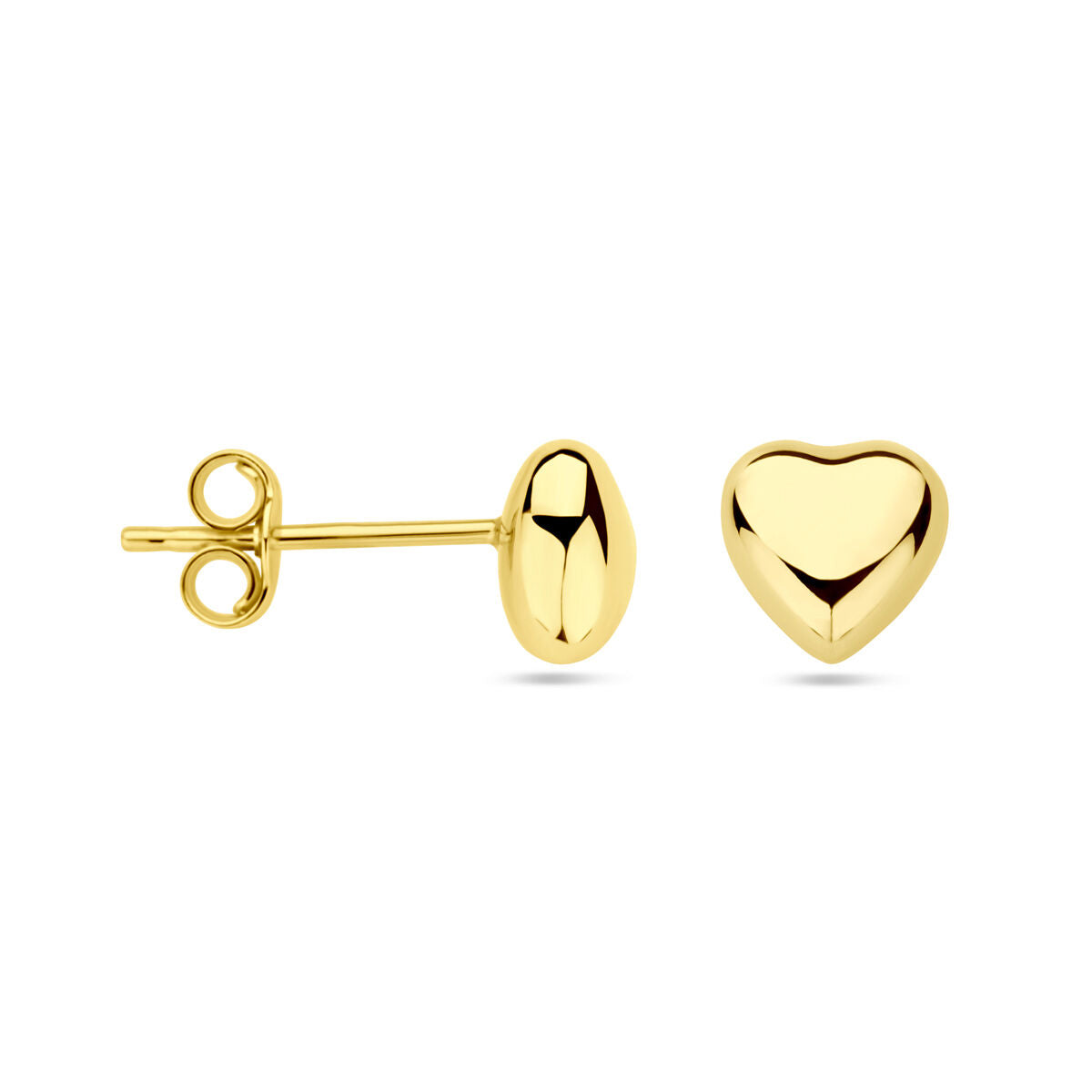 pendientes de botón corazón 14K oro amarillo