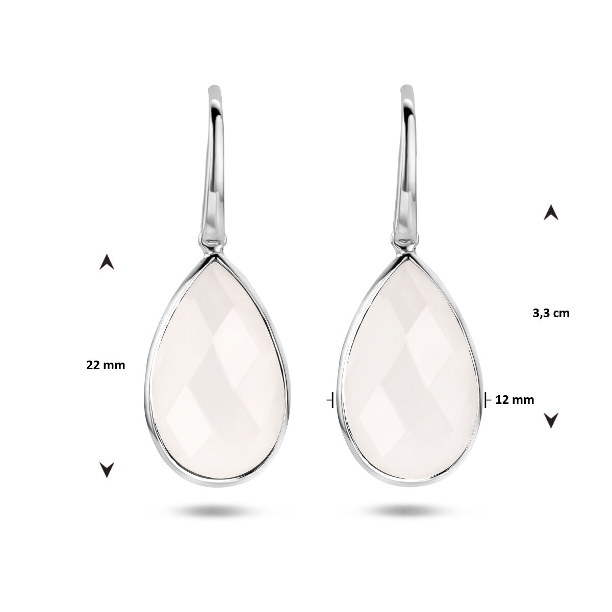 pendientes de agata blanca con gancho francés en plata rodiada
