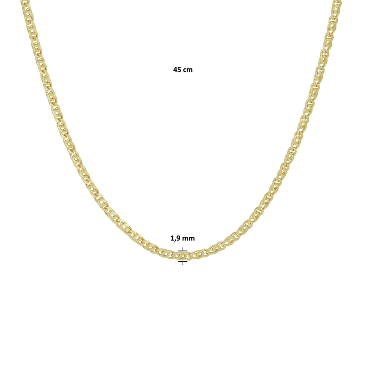 collar ojo de halcón 1,9 mm 45 cm oro amarillo 14K