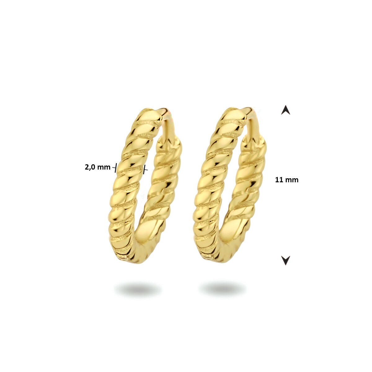 aros retorcidos 1 micrón plata chapado en oro amarillo