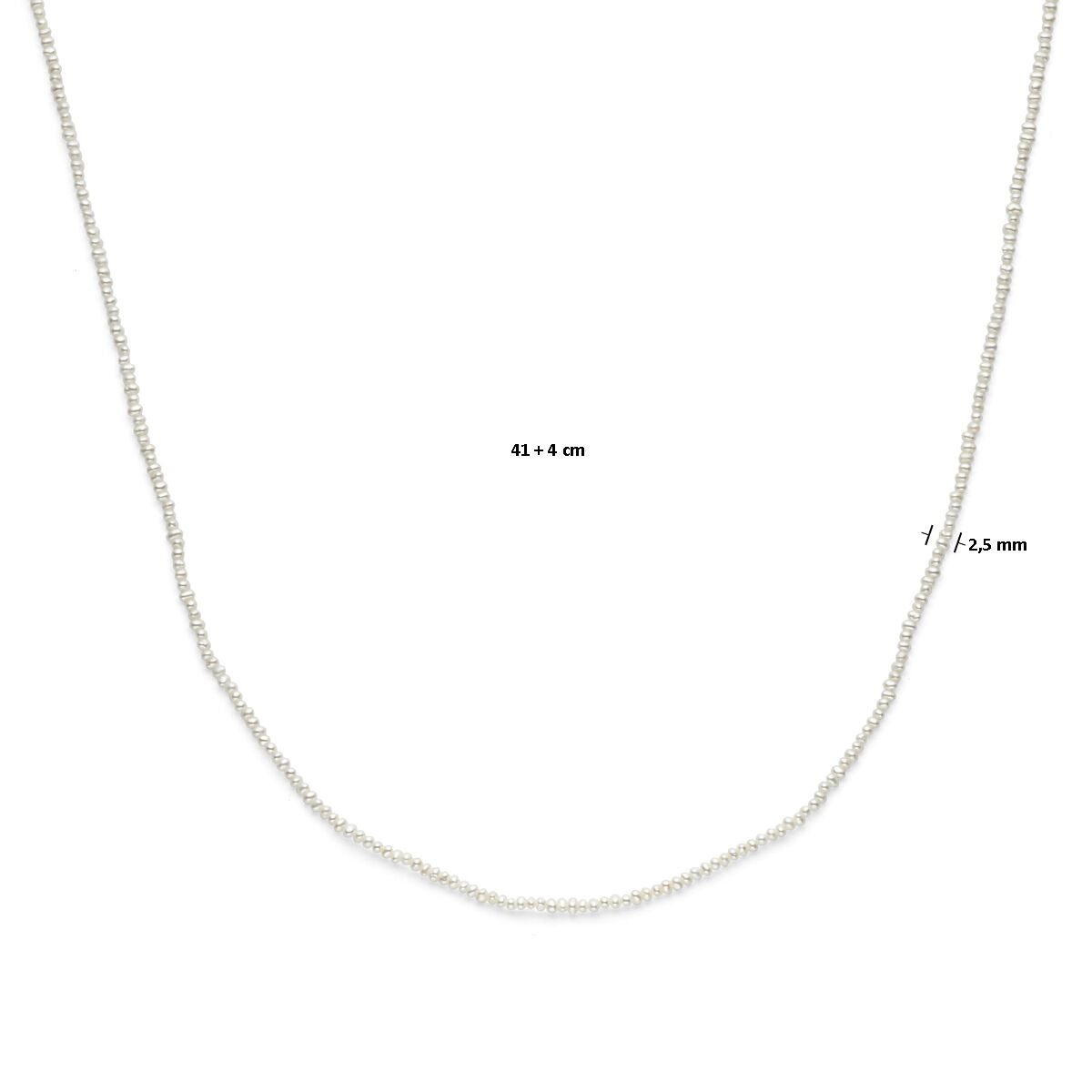 collar de perlas 41 - 45 cm 3 micrones plata chapado en oro amarillo