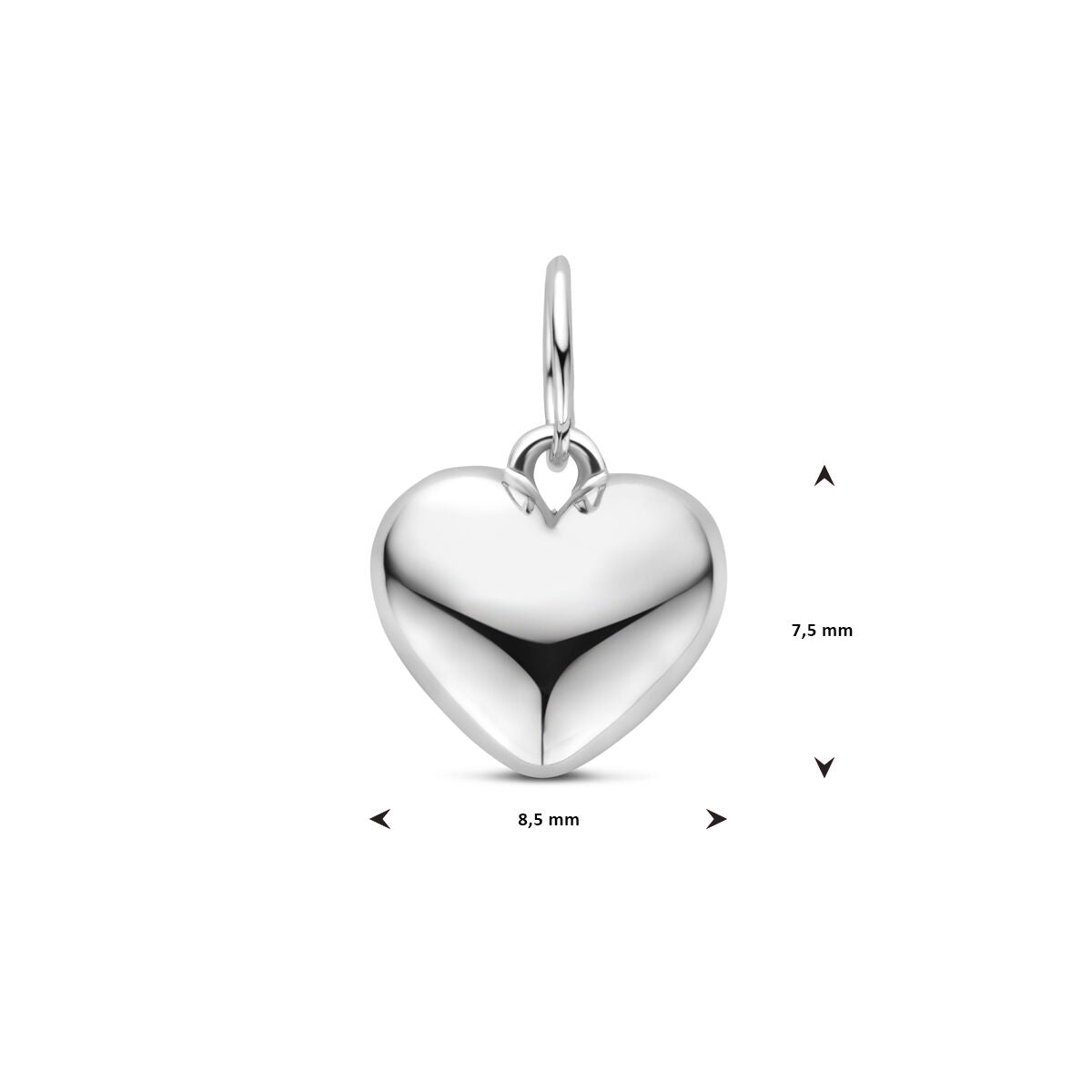 colgante corazón 12,5 mm plata rodiado
