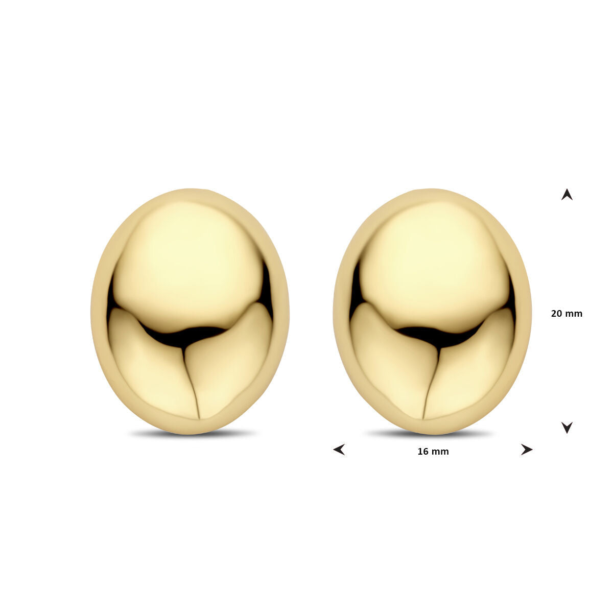 pendientes de botón 20 mm 1 micron plata chapado en oro amarillo