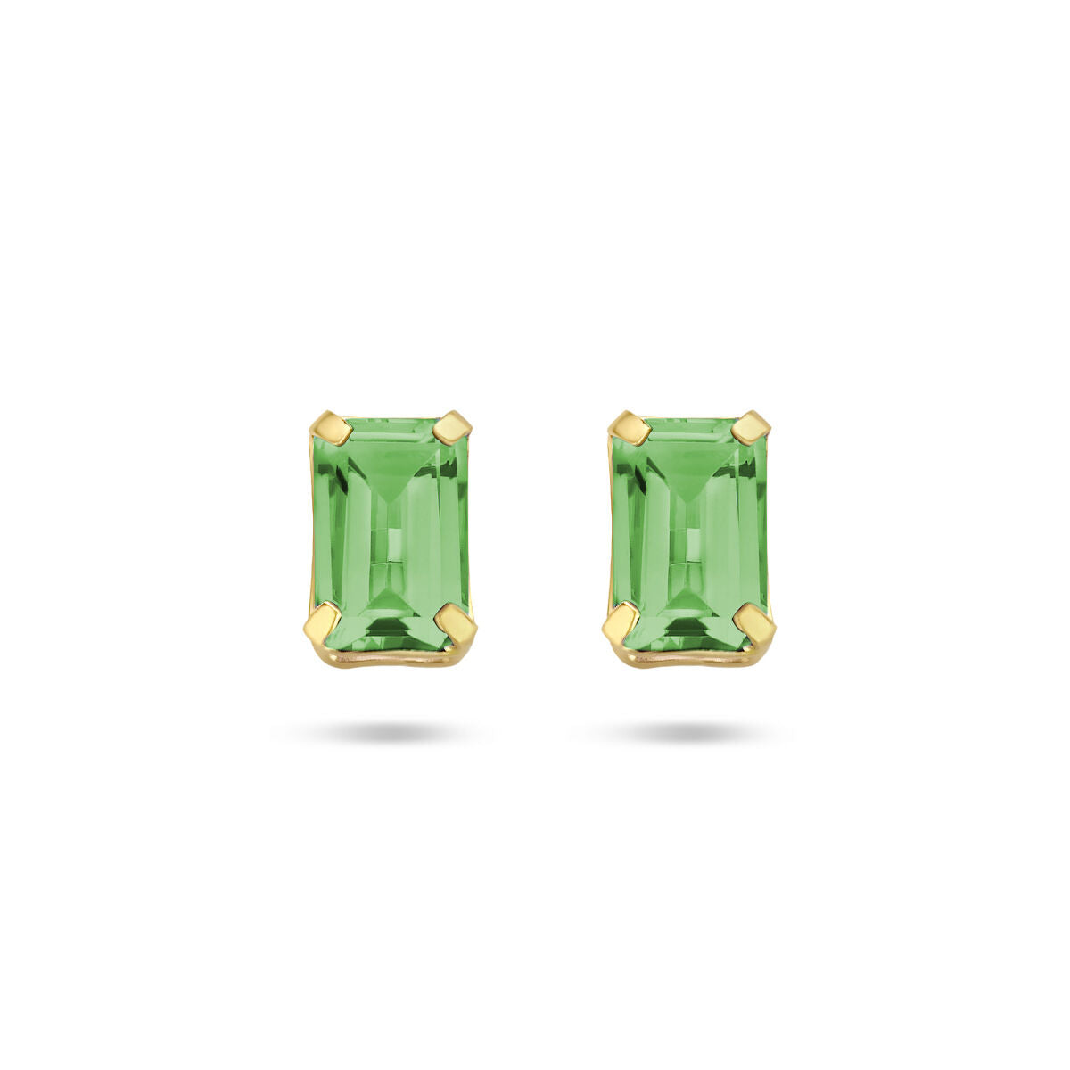 Pendientes de primera puesta de ágata verde con montura de oro amarillo de 14 quilates.