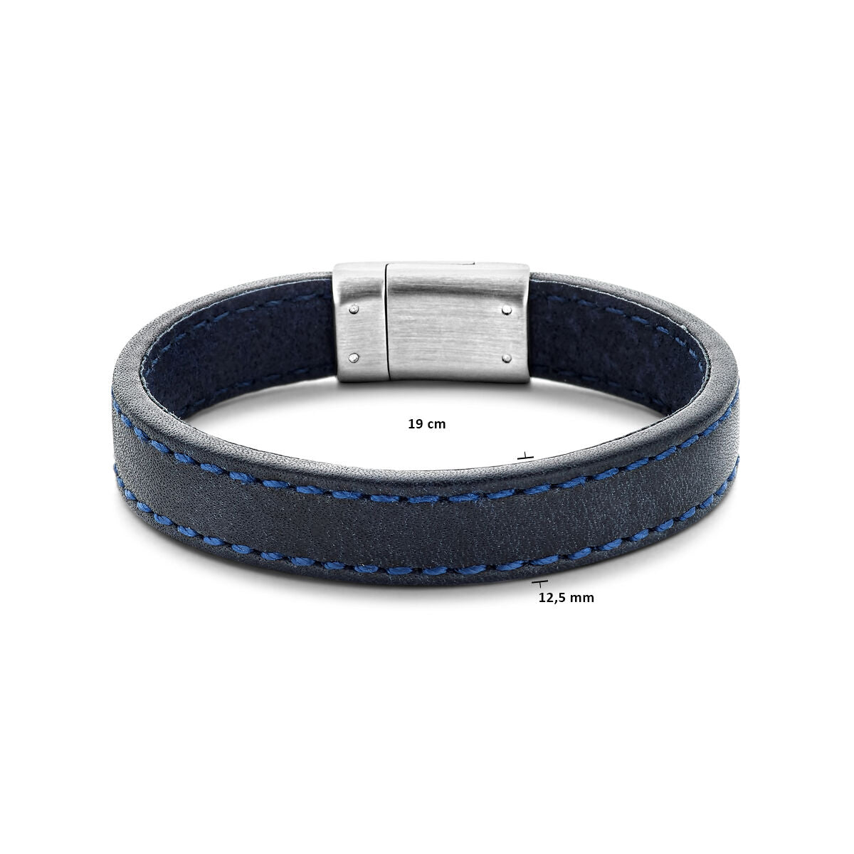 pulsera de cuero azul oscuro 12,5 mm acero inoxidable