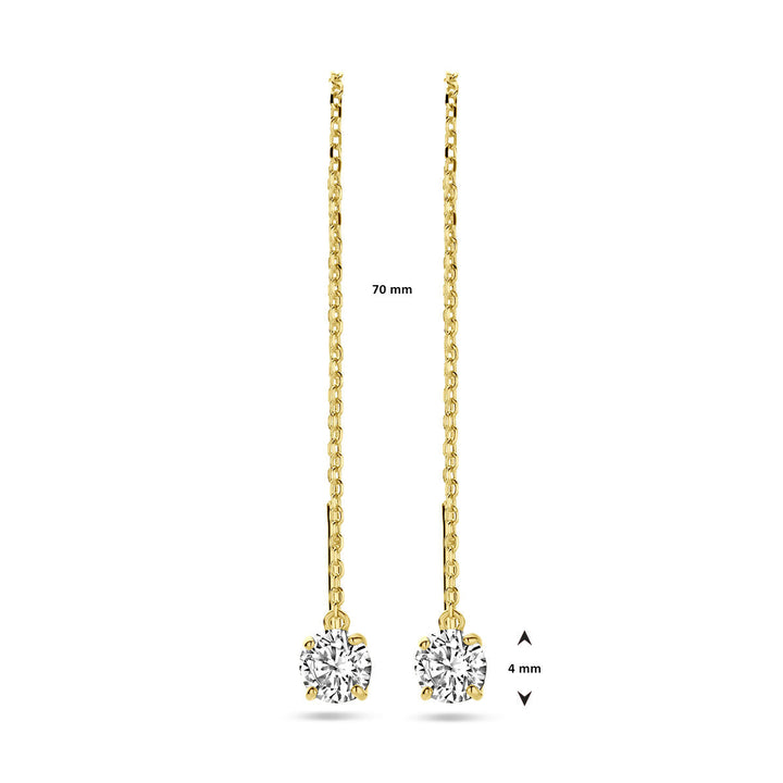 doortrekoorbellen zirkonia 14K geelgoud