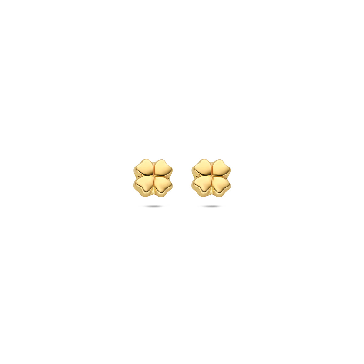 Pendientes de primera puesta de oro amarillo de 9 quilates en forma de trébol de 4,5 mm.