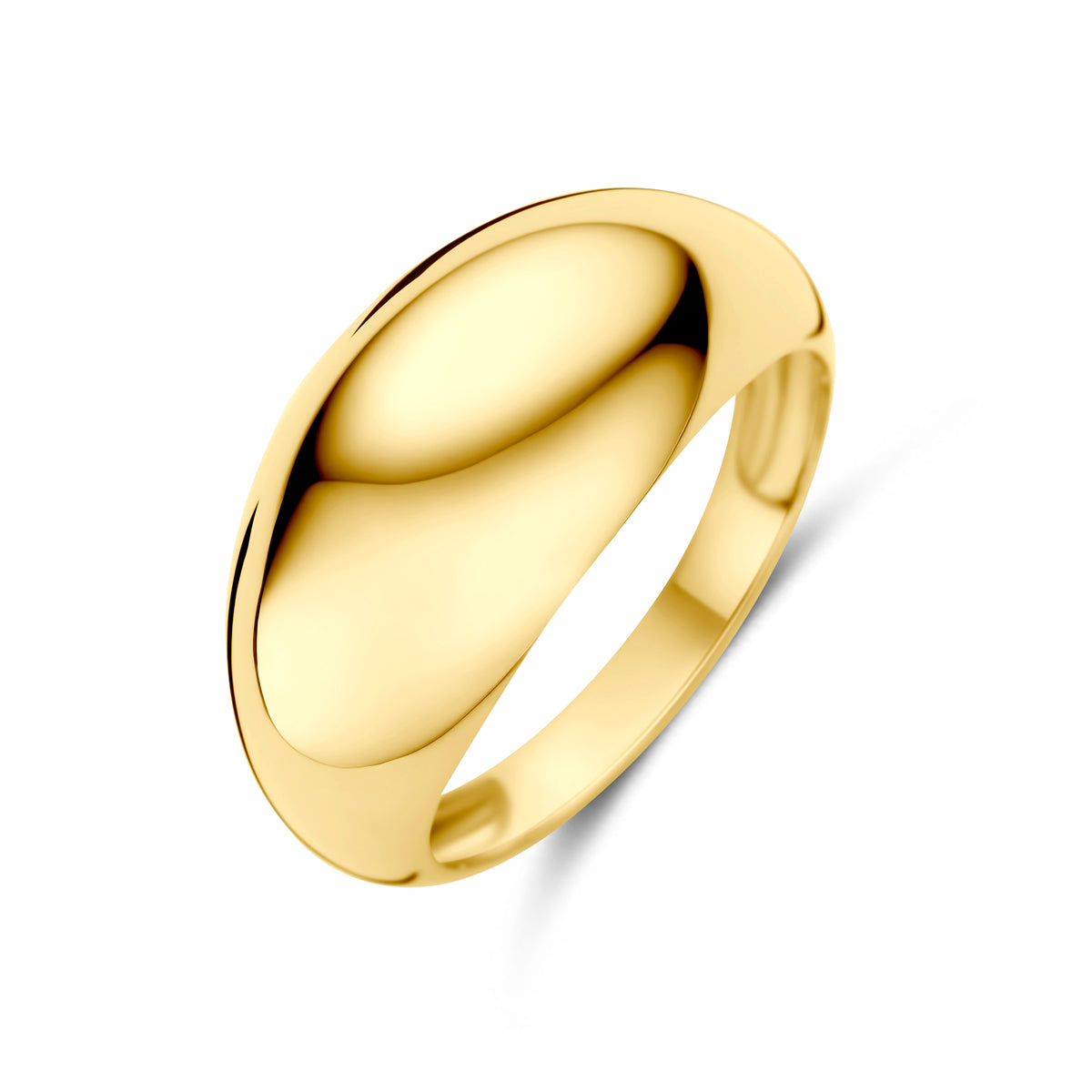 Anillo de 9 quilates en oro amarillo con un diseño liso y pulido.