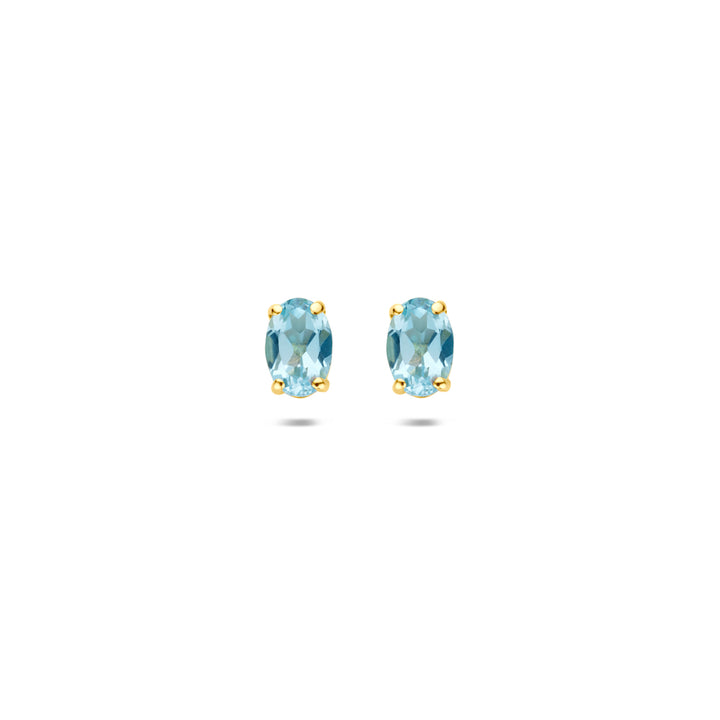 9k oorknoppen blauw topaas 9K geel
