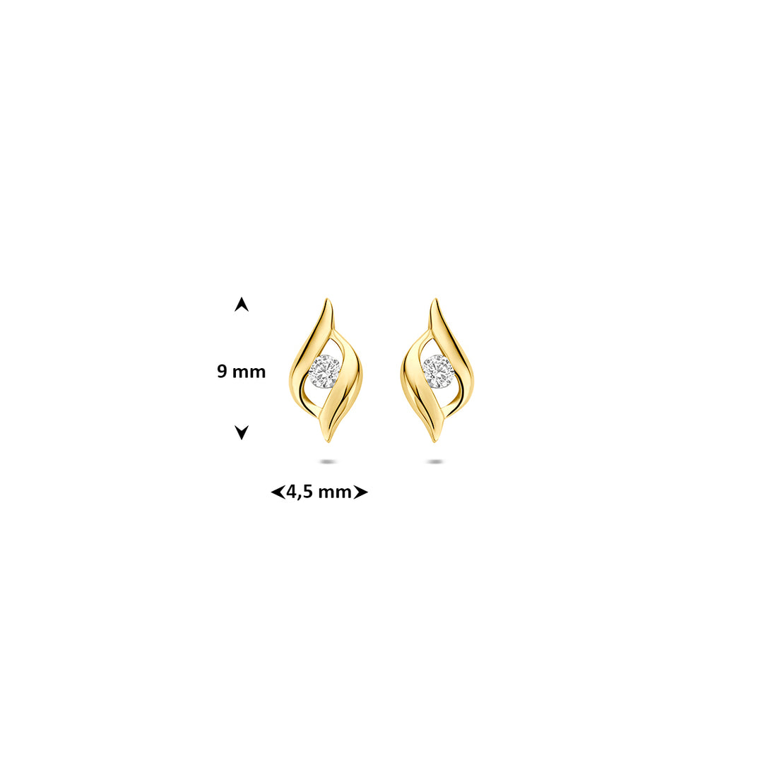 9k oorknoppen zirkonia 9K geel
