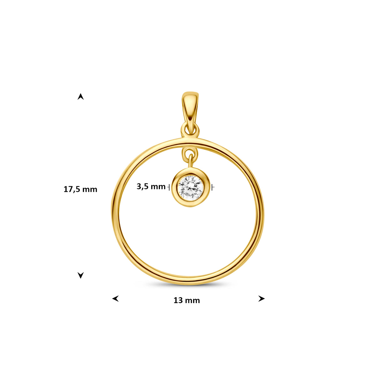 9k hanger rond zirkonia 9K geel