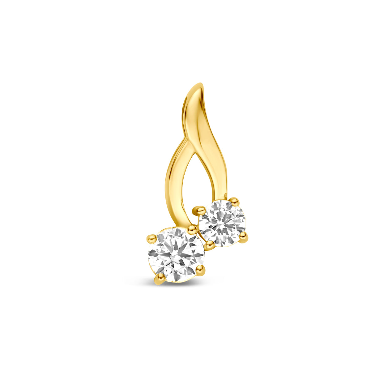 Colgante de oro amarillo de 9 quilates con dos circonitas brillantes de 12,5 mm.