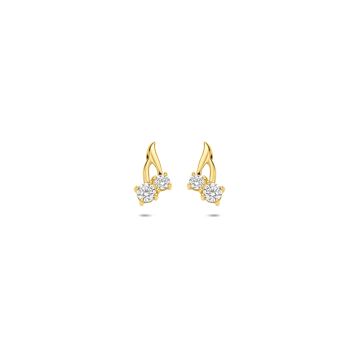 Pendientes de oro amarillo de 9 quilates con circonitas, diseño de 8,5 mm.