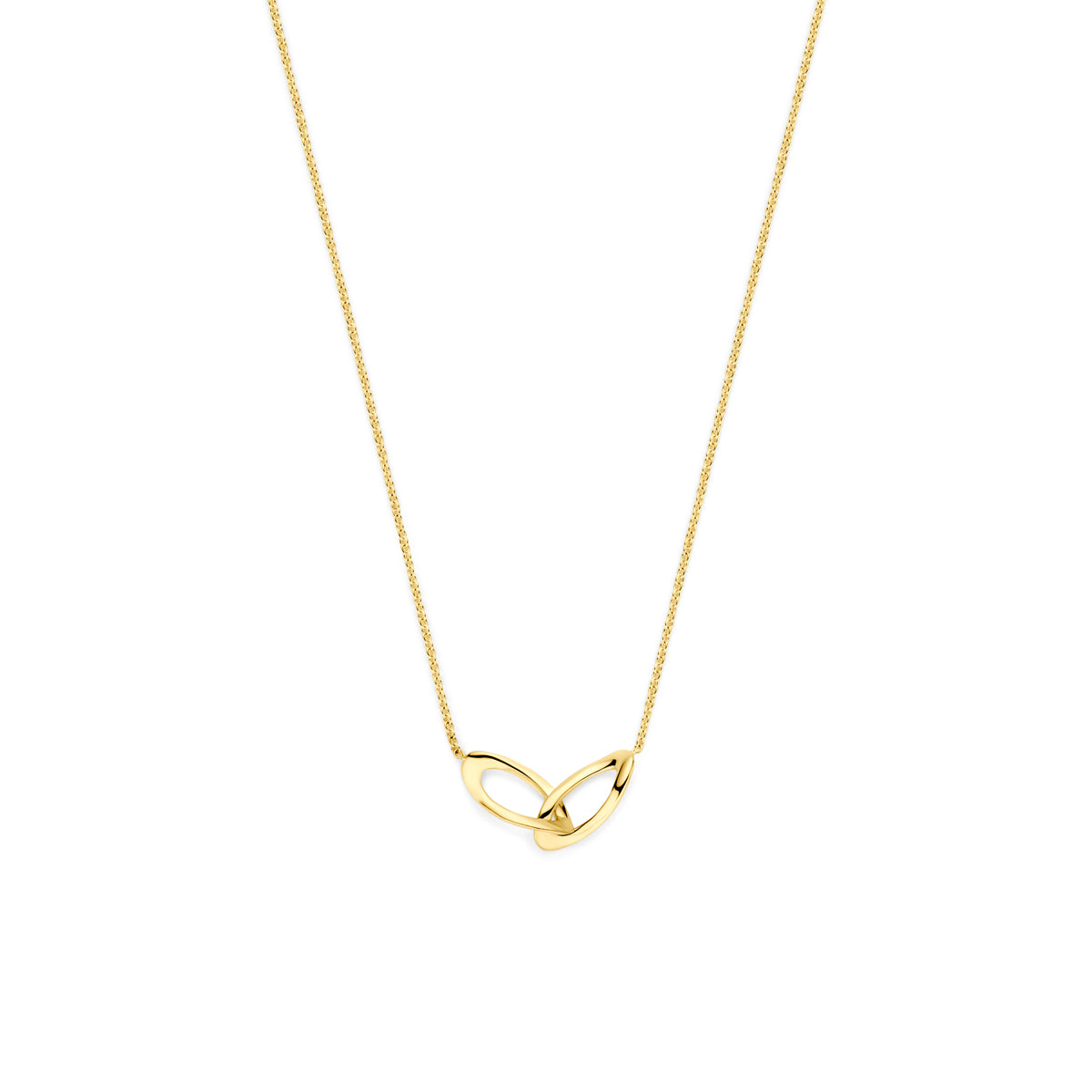 Collar de oro amarillo de 9 quilates con diseño entrelazado y longitud ajustable de 41 a 45 cm.
