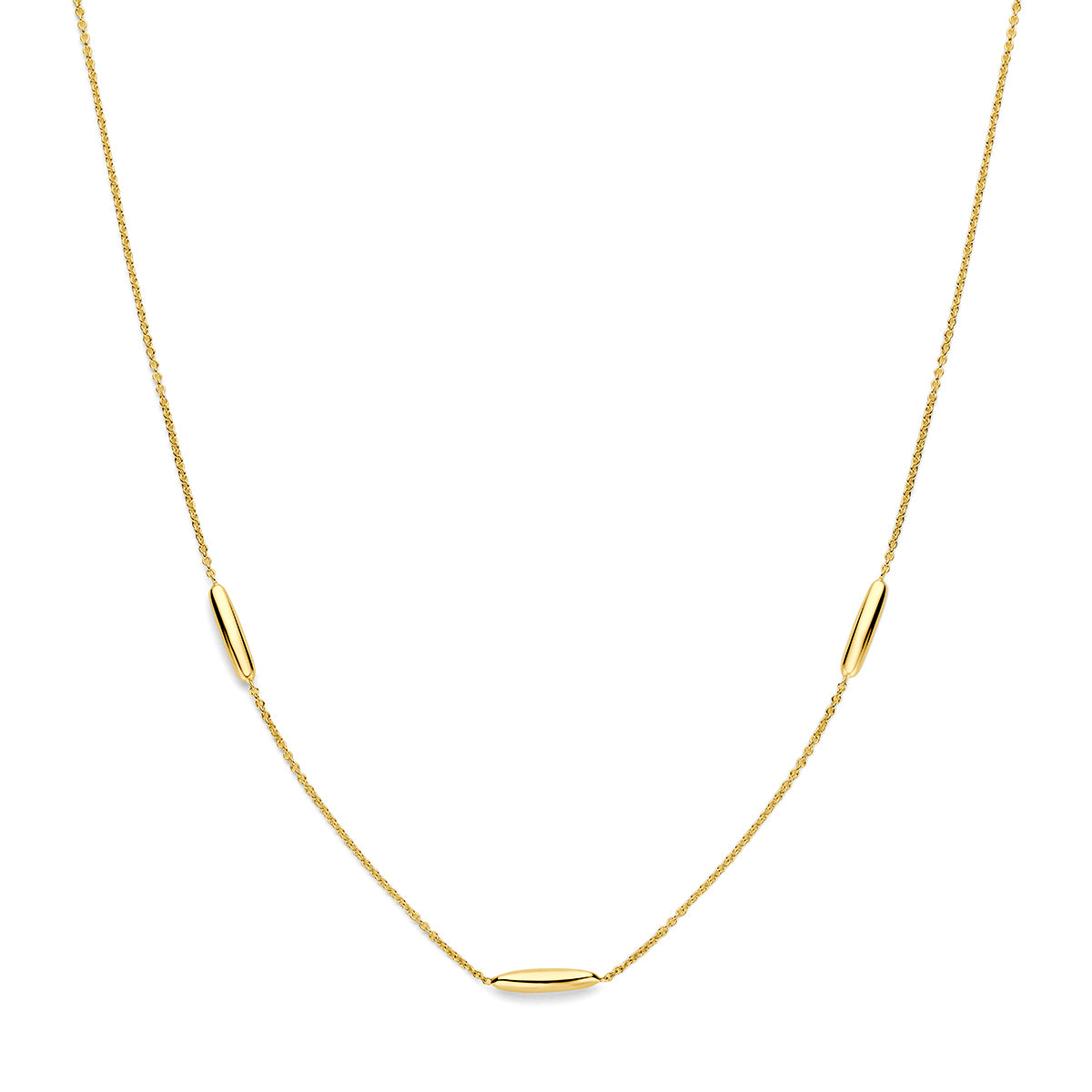 Collar de oro amarillo de 9 quilates con eslabones alargados, disponible en 41, 43 y 45 cm.
