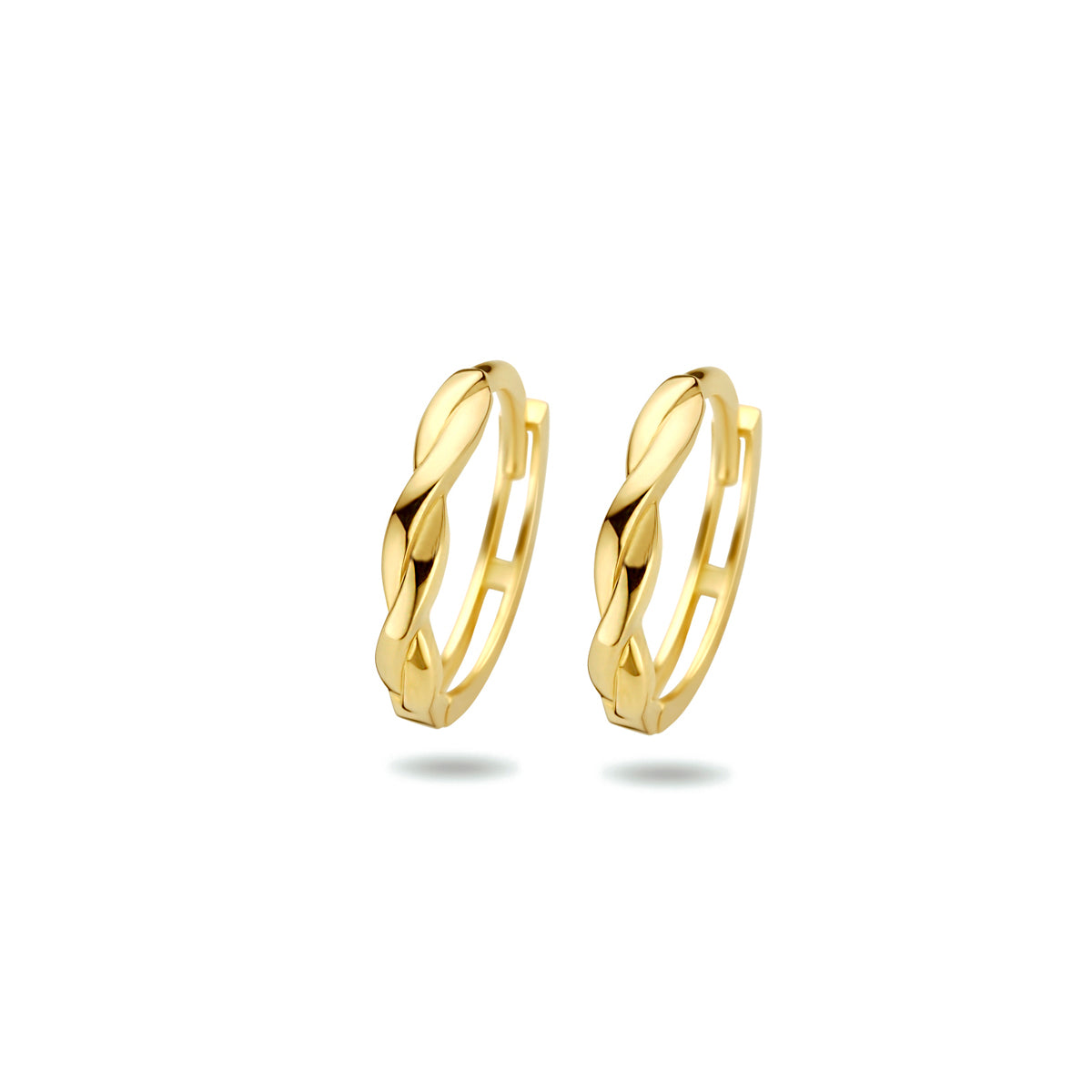 Pendientes de aro de 9k, con diseño trenzado y acabado en oro amarillo, de 14,5 mm.