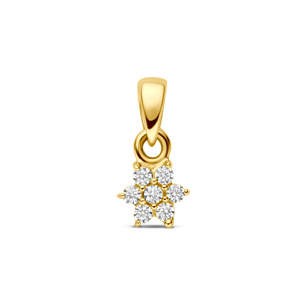 Colgante de oro amarillo de 9 quilates con zircónias en forma de estrella de 4,5 mm.