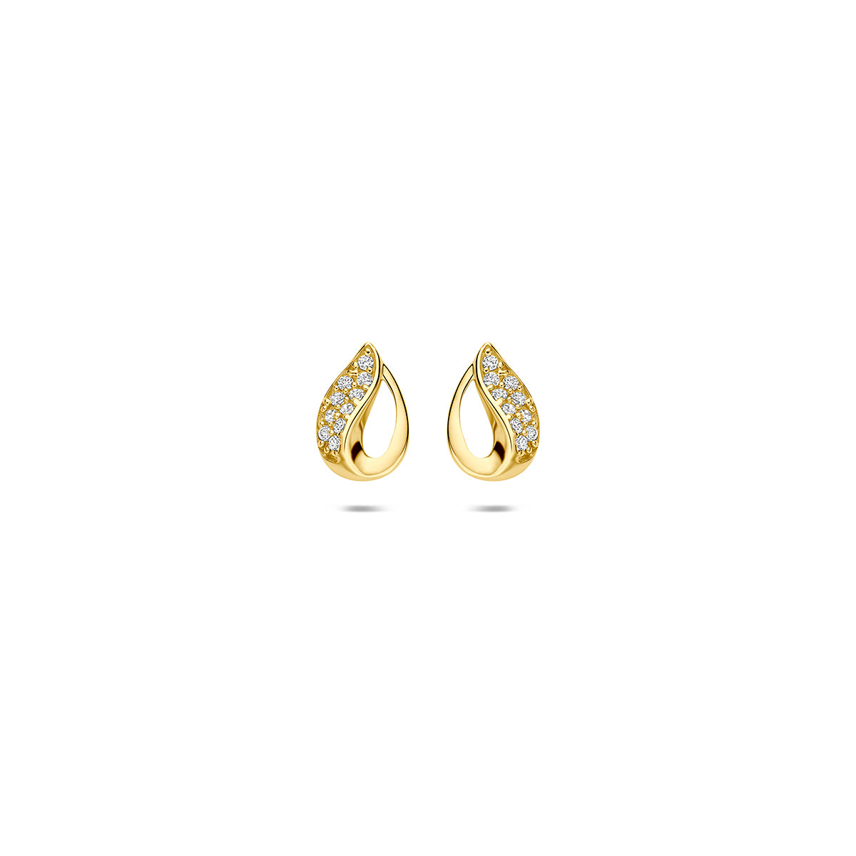 Pendientes de 9 quilates en forma de gota con circonitas brillantes de 8 mm en color amarillo.