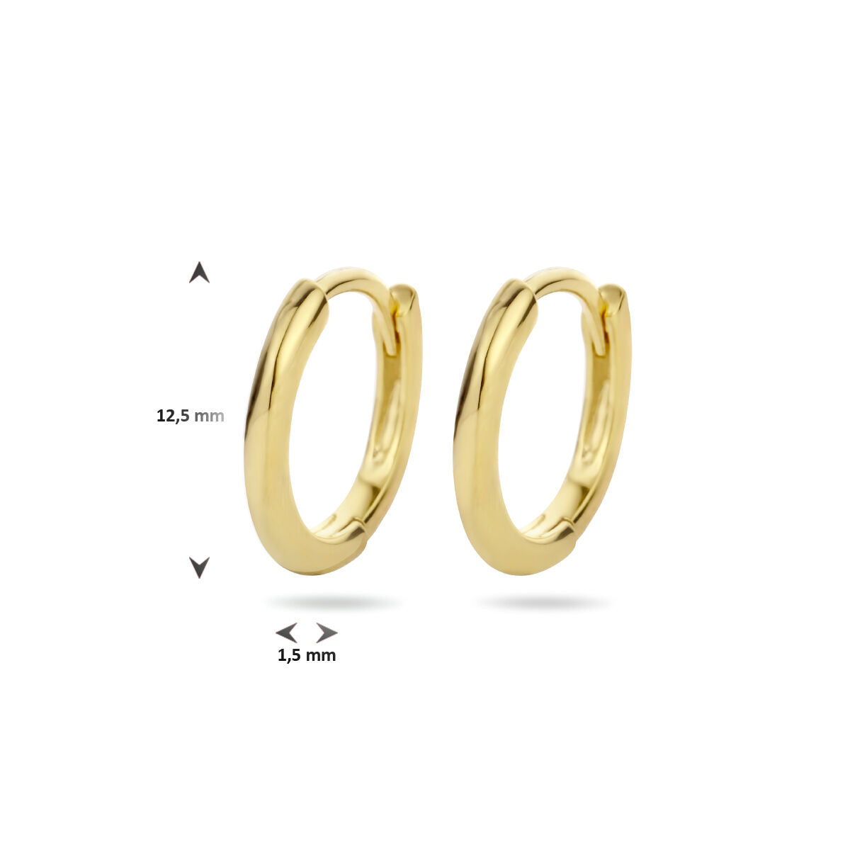 aros medio redondo 1 micrón plata chapado en oro amarillo