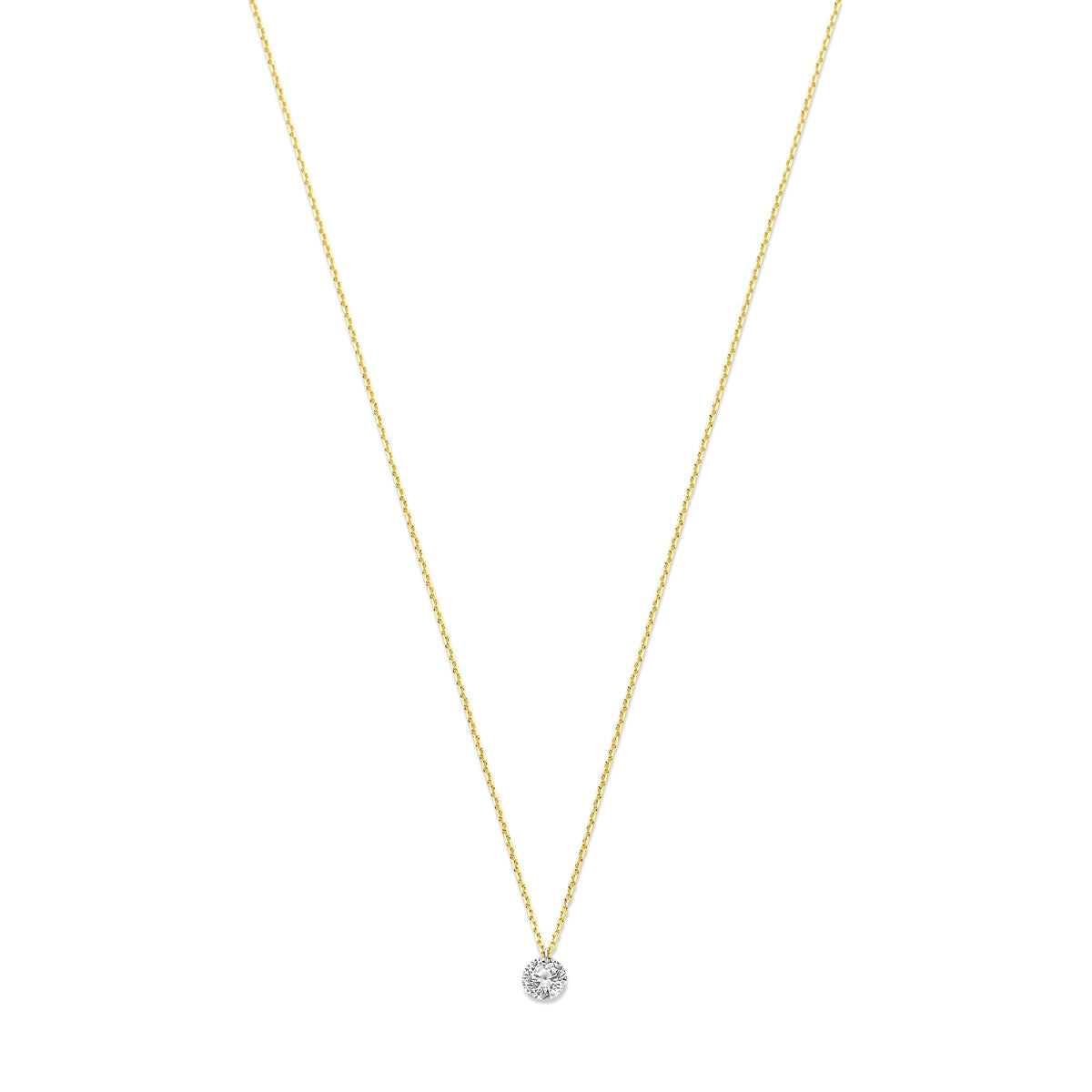Collar de oro amarillo de 14K con diamante lab-grown de 0,25 ct y cadena fina.