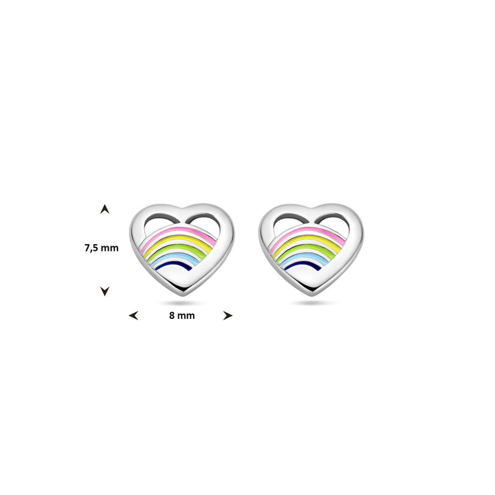 oorknoppen hart emaille zilver gerhodineerd