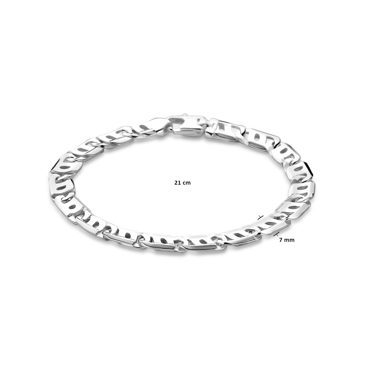 pulsera 7,0 mm plata blanco