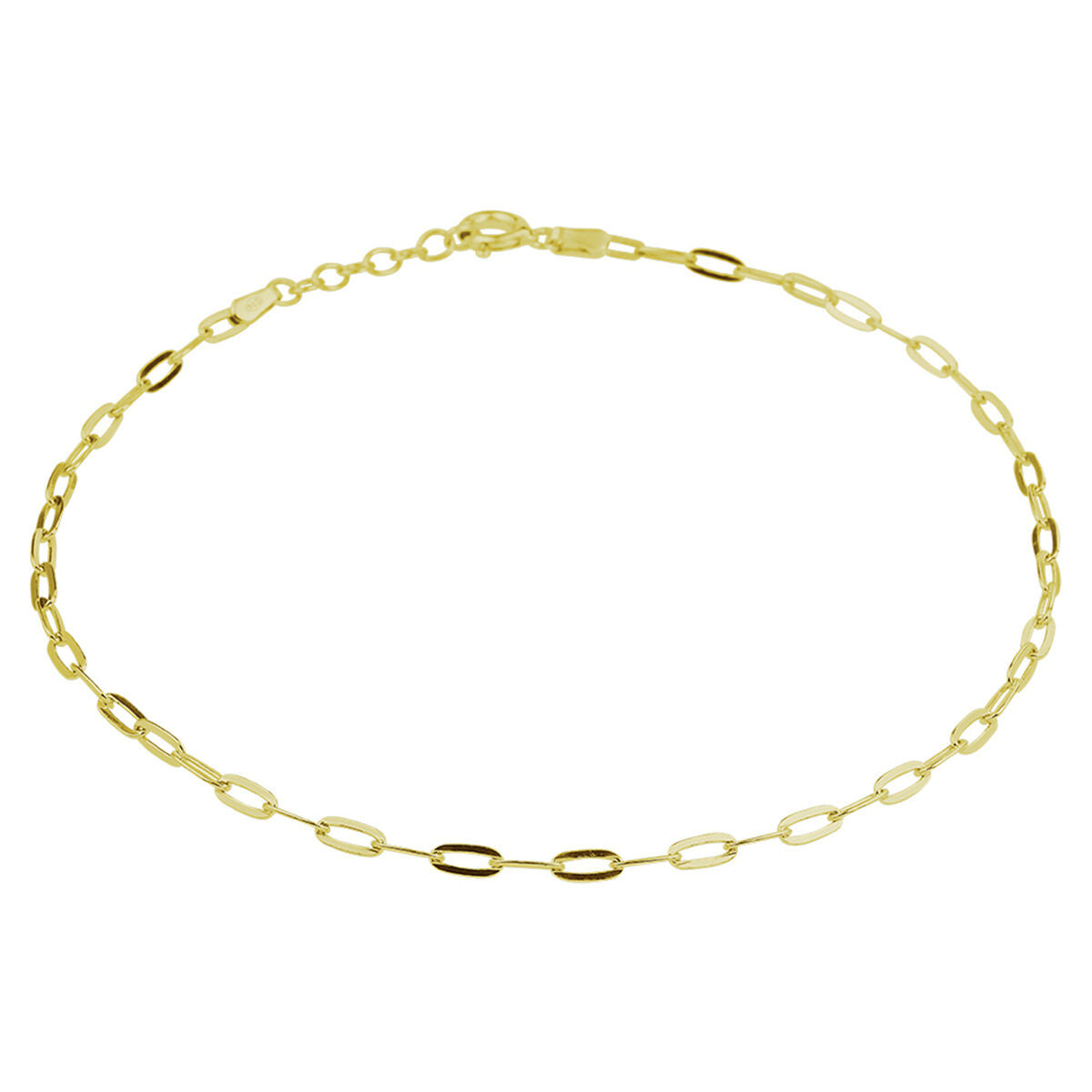 Pulsera de eslabones dorada de 2,4 mm, con cierre y extensión de 2 cm.