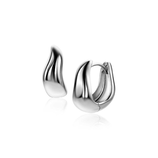 Zinzi oorbellen zilver ZIO2609 van het merk Zinzi met golfd, organisch design, sfeervol gepresenteerd tegen een witte achtergrond.