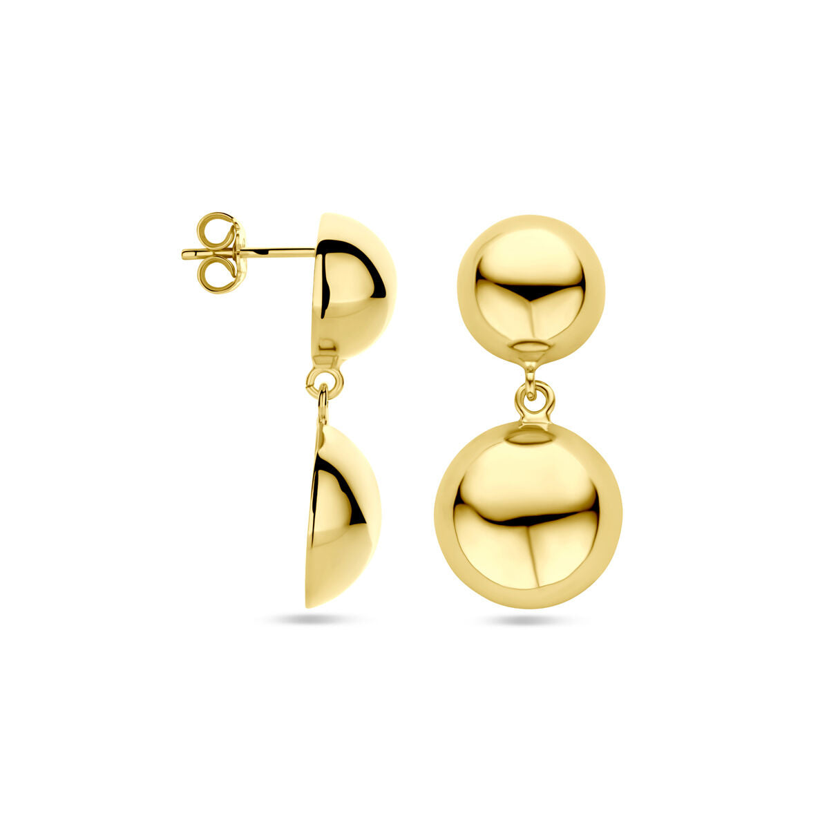 pendientes media bola 31 mm 1 micrón plata chapado en oro amarillo