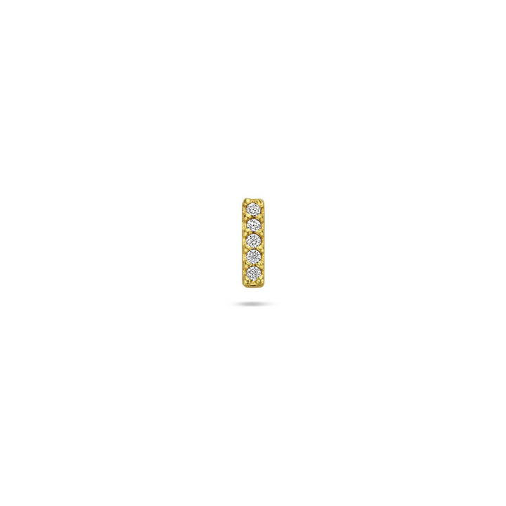 Verguld 925 zilveren flat back piercing met rechthoekige rij zirkonia