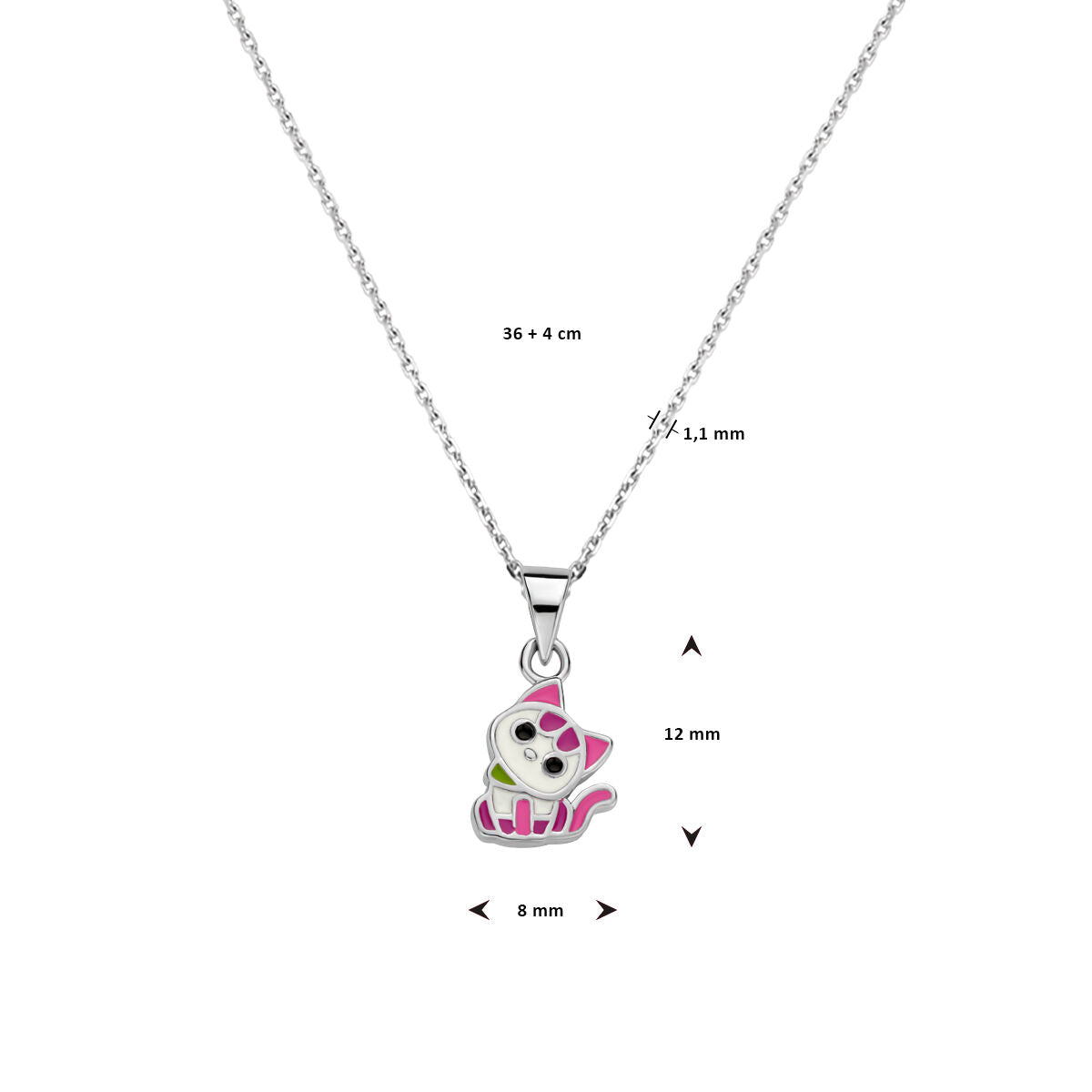 collar gato 36 + 4 cm plata rodiada