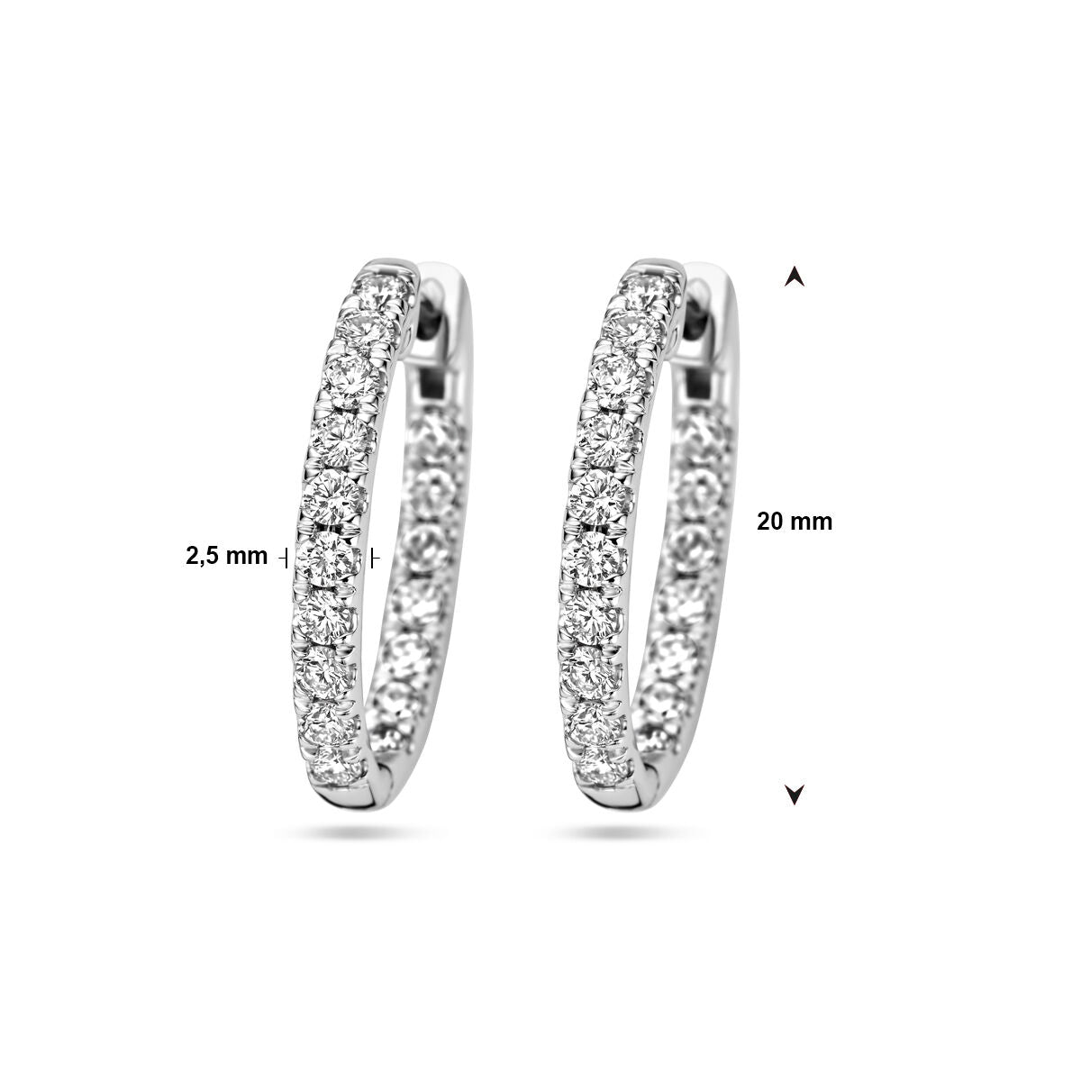 aros con diamante cultivado en laboratorio 0.96ct (2x 0.48ct) h si oro blanco 14K