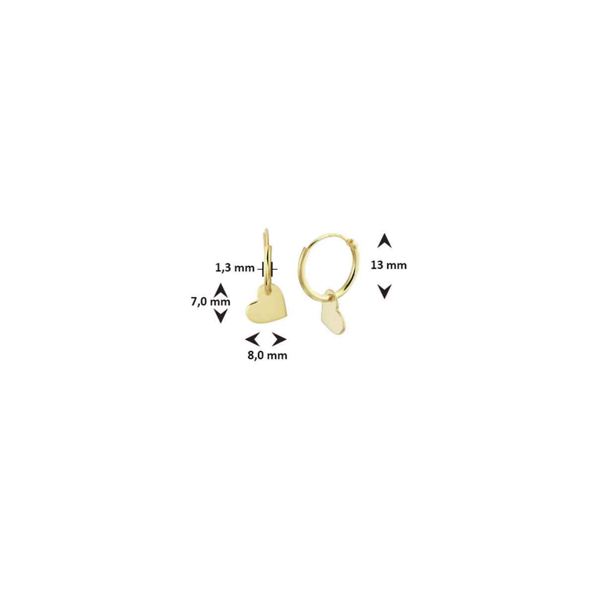 aros corazón 14K oro amarillo